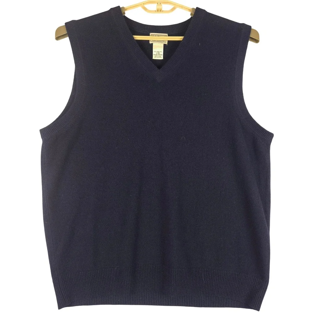 LL Bean‎ Lambswool Sweater Vest V-Neck Sleeveless Layering Casual Mens L